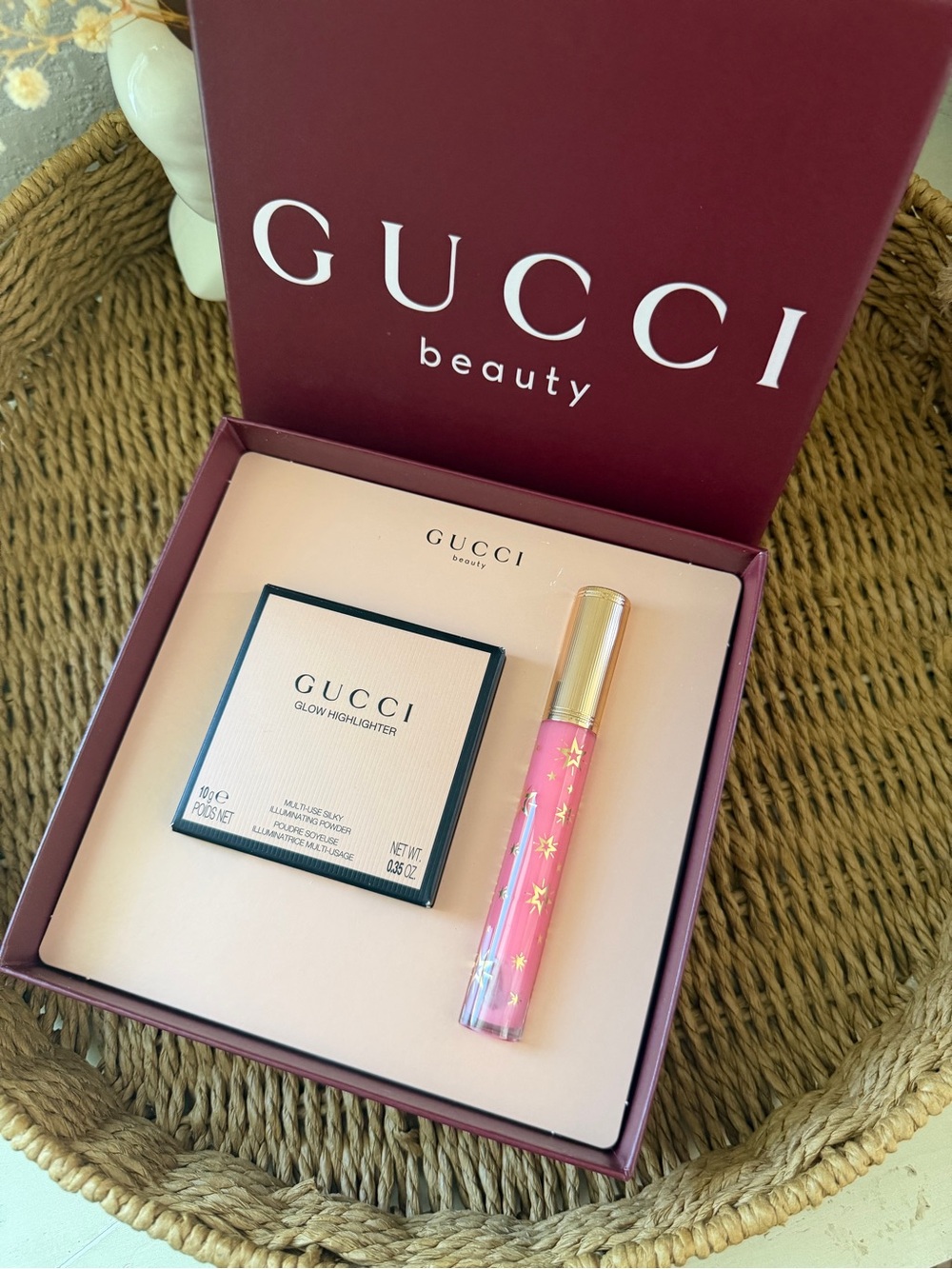 Gucci Pink Lip Gloss & Champagne Glow Highlighter Set